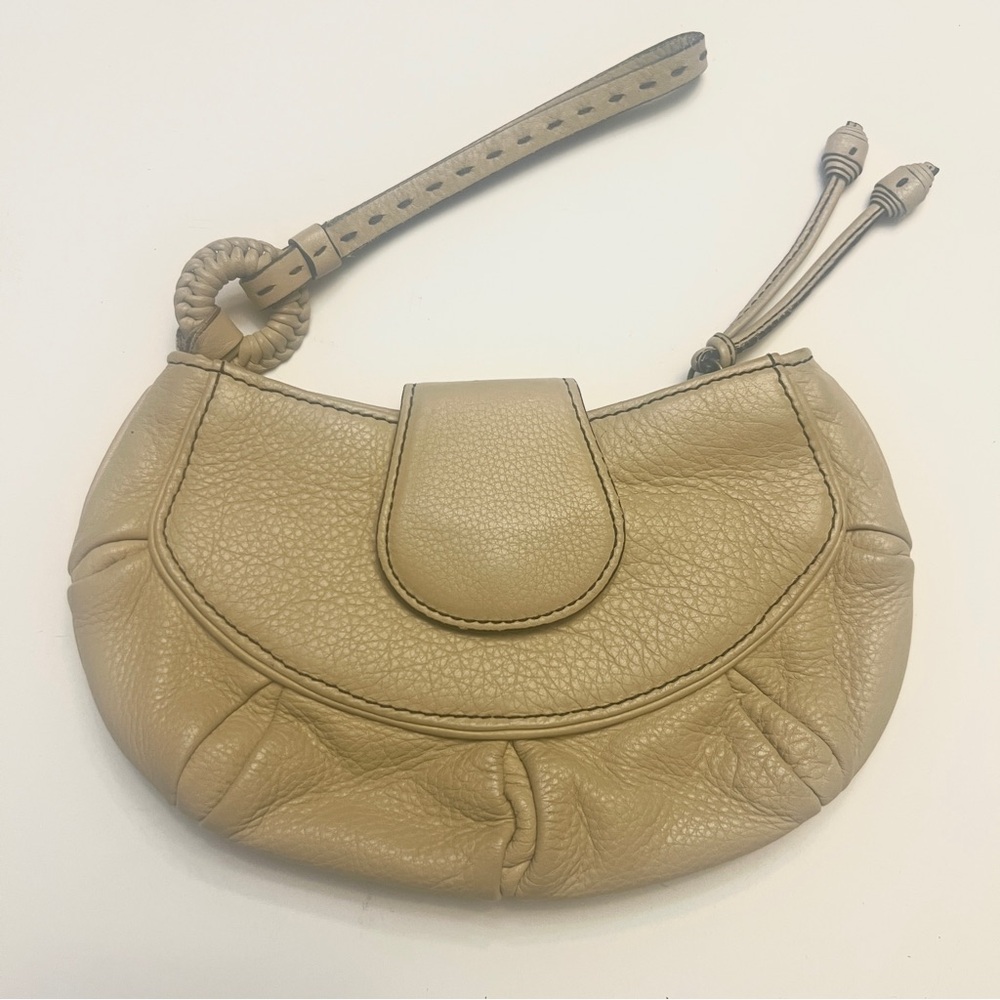 COLE HAAN TAN LEATHER CLUTCH WRISTLET BAG PURSE